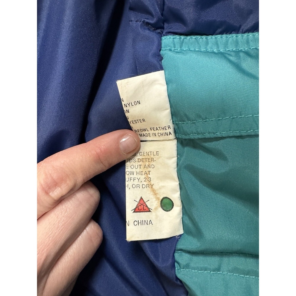 Vintage 80's 90's Mens Large Ski Jacket Down Filled Coat Inside Edge Blue Teal - Picture 7 of 16